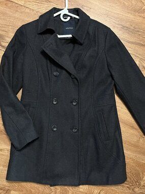 Nautica Dark Gray Long Wool Winter Coat Jacket